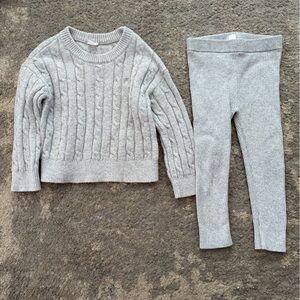 GAP Baby Gray Cable Knit Sweater and Leggings Set